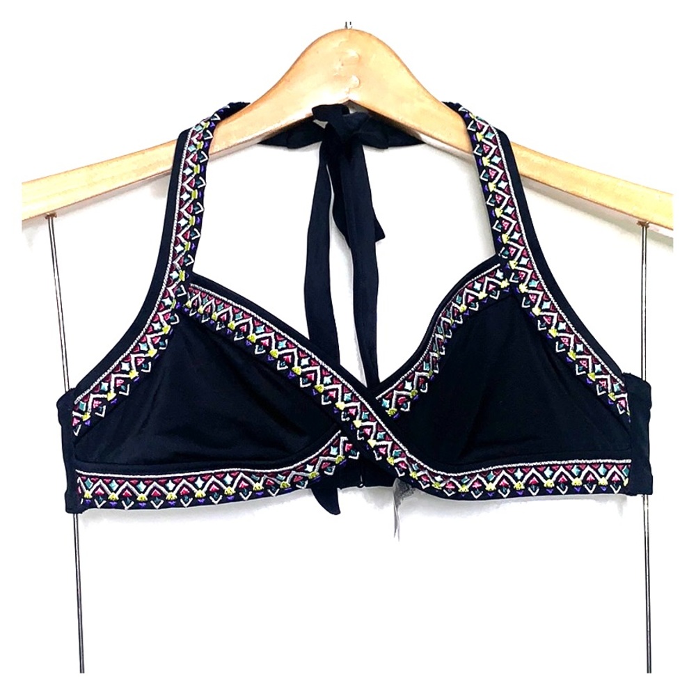 PINK VS • Black Tribal Halter Swimsuit Bikini Top